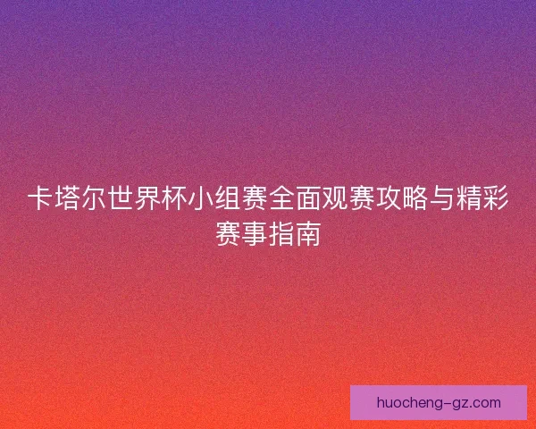 卡塔尔世界杯小组赛全面观赛攻略与精彩赛事指南