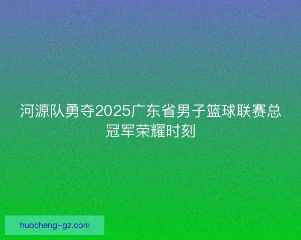 河源队勇夺2025广东省男子篮球联赛总冠军荣耀时刻